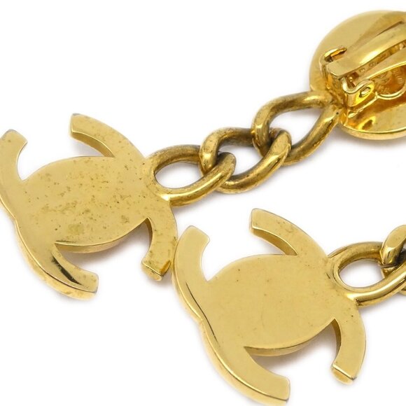 Chanel Dangle Turnlock Earrings Clip-On Gold 96A KK30354 - Picture 3 of 4